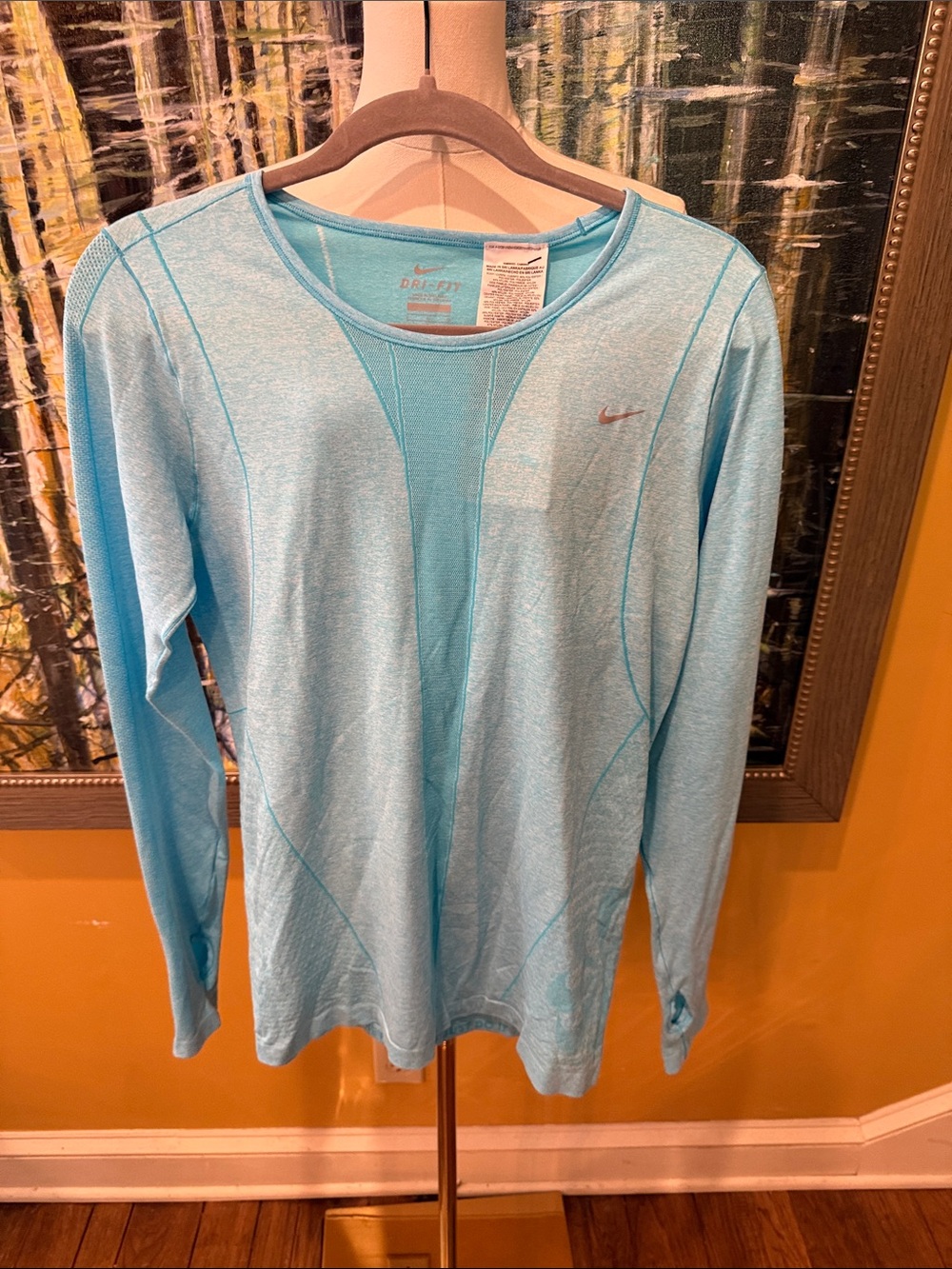 Nike Women’s Light Blue Dri-FIT Long Sleeve Performance Tee